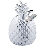 Relaxdays Spaarpot ananas, varken, decoratief, keramiek, zilver, 16 x 9 cm