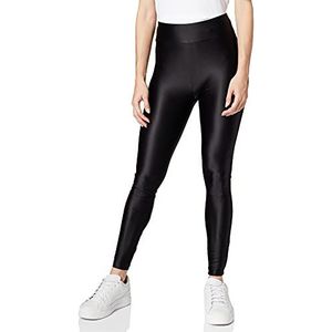 Urban Classics Dames Highwaist Shiny Metallic Leggings Damesbroek, zwart.