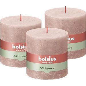 Bolsius - Rustieke Kaars - 3 Stuks - Roze - 10 x 10cm - 62 Branduren