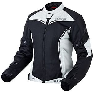 Ozone Jet II Lady Motorjas voor dames, ellebogen, schouders, waterdichte membraanbeschermers, reflecterende elementen, 4 zakken, Grijs/Zwart