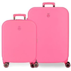 Enso Annie Kofferset, roze, 55/70 cm, stijf, ABS, geïntegreerde TSA-sluiting, 116 l, 7,54 kg, 4 dubbele wielen, handbagage, roze, kofferset, Roze, kofferset