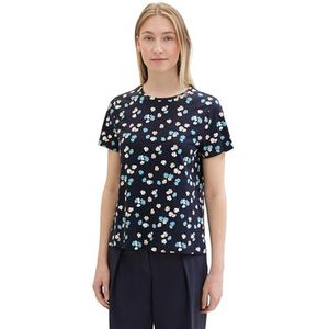 TOM TAILOR 1040544 Dames T-shirt (1 stuk), 35318 marineblauw gebroken wit bloemenpatroon