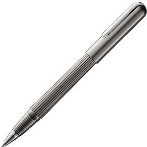 LAMY Impium rollerball 393 - rollerball met een behuizing van mat titanium met PVD-afwerking en geplatineerde clip (verzinkt) - met vulling M 66 zwart - lijnbreedte M