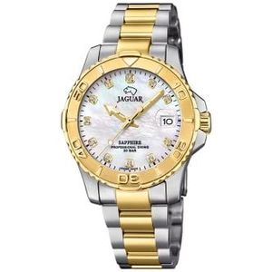 JAGUAR Woman-polshorloge model J896/3 uit de collectie Woman, witte behuizing 34 mm, met tweekleurige stalen armband, voor dames, J896/3