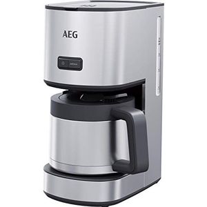 AEG CM4-1-6ST koffiezetapparaat, 1,25 liter, 10 kopjes, smaak/aroma naar keuze, druppelventiel, afneembare filtermand, veiligheidsuitschakeling, geborsteld roestvrij staal