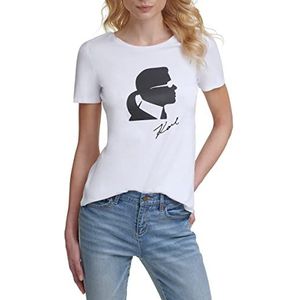 KARL LAGERFELD Karl Silhouette Tee T-shirt voor dames, Licht wit, XXS