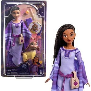 Disney Asha Adventure Set uit het koninkrijk Rosas, beweegbare pop met afneembare kleding, dierenvrienden en accessoires inbegrepen, speelgoed voor kinderen, vanaf 3 jaar, accessoires kunnen variëren