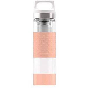 SIGG Hot & Cold geïsoleerde drinkfles Shy Pink (0,4 l), niet-giftige en waterdichte thermosfles van glas met siliconen beschermstrips