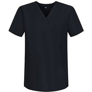 Misemiya - Unisex werkkleding met kraag en korte mouwen, medisch, uniseks – Ref.817, zwart 68, L, zwart 68