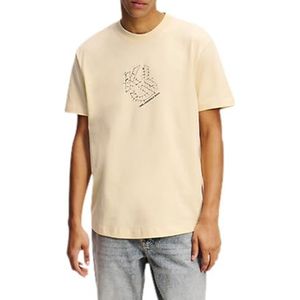 Karl Lagerfeld Jeans Karl Lagerfeld Jeans Regular Curved Hem Shibori T-shirt voor heren, Donkerbruin, XS