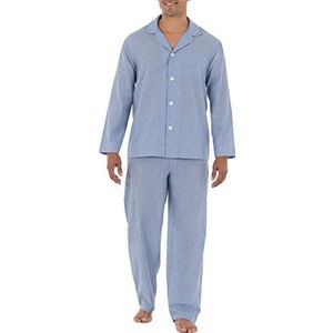 Fruit of the Loom Pyjama met lange mouwen van brede stof Pijama voor heren, blauw, gestreept, XL, Blauw gestreept