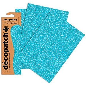 Décopatch C537O – een zakje met 3 vellen bedrukt papier, 30 x 40 cm, blauw mozaïek