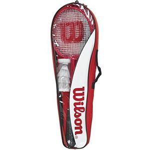 Wilson Racket Sport WRT8444003 Badmintonset, toren, uniseks, 4 rackets, 3 veerwielen, 1 net, 2 telescopische stokken, bevestigingsbeugels en draagtas