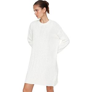 Trendyol Mini-jurk voor dames, gebreide trui, ecru, S, ECRU