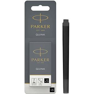 Parker Inktpatronen voor vulpen | lang | QUINK zwarte inkt | 5 stuks (blisterverpakking)