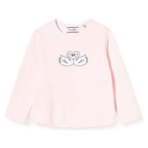 Sanetta Fiftseven Sweatshirt voor baby's en meisjes, wit lichtroze met discreet zwanenpatroon, Fiftyseven Pink, 62, Roze