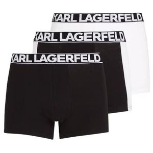 KARL LAGERFELD Full Elastische Trunk Set (3x) Boxershorts voor heren (3 stuks), Zwart/Wit