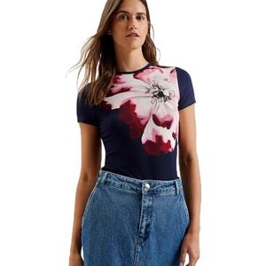 Ted Baker Wmb-Louannn-bedrukt T-shirt met korte mouwen voor dames, Navy Blauw