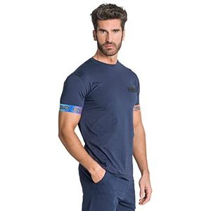 Gianni Kavanagh Blue Chromatica Elastic Tee T-shirt voor heren, Blauw