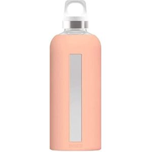 SIGG Star Shy Pink waterfles (0,5 l), luchtdichte drinkfles zonder schadelijke stoffen, hittebestendige glazen fles met zachte siliconen hoes