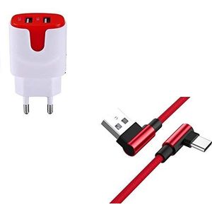 Pack voor Samsung Galaxy Tab S6 smartphone type C (90 graden Fast Charge + dual stopcontact kleur) (rood)