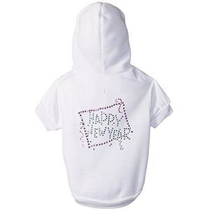 Mirage Pet Products 30,5 cm Happy New Year Rhinestone Hoodies Medium Cream