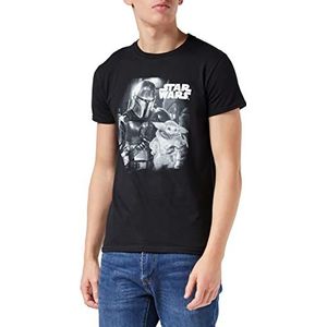 Star Wars The Mandalorian Mando en het kind T-shirt voor volwassenen, S-5XL, zwart, officieel product, zwart, M, zwart.