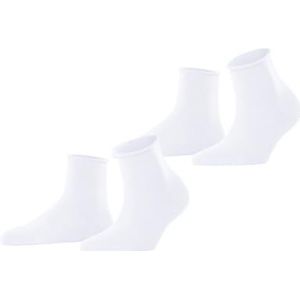 ESPRIT Dames Basic Pure 2-pack korte sokken ademend duurzaam biologisch katoen versterkte opgerolde randen zonder druk op het been effen multipack set van 2 paar, Wit 2000