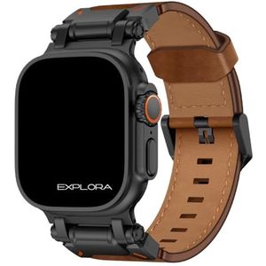 Explorer Premium leren armband voor Apple Watch Ultra 2 | Ultra | Apple Watch 10 | Leren armband | Perfecte breedte voor Apple Watch Ultra | Ultra 2, Leer, Geen edelsteen
