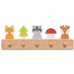 Goki - Kapstok Bosvrienden - Hout - Kindergarderobe Met 5 Haken