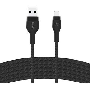 Belkin BoostCharge Pro Flex USB type A naar Lightning gevlochten oplaadkabel (3 m) MFi-gecertificeerd voor iPhone 13, 12, 11, Pro, Max, Mini, SE, iPad en meer, zwart