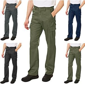 Lee Cooper Klassieke werkbroek voor heren met meerdere zakken, kaki-groen, 42W/33L (lang)