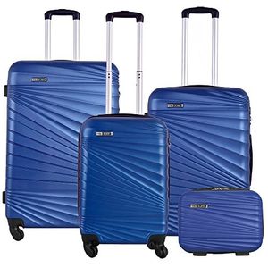 4-delige hardcase-kofferset, cabinekoffer 56 cm, middelgrote koffer 66 cm, grote koffer 76 cm en toilettas 23 cm, elektrisch blauw, 26 pulgada's, hardcase-koffersets, Blauw, Harde koffer sets