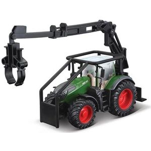 Bburago Tractor Vario B18-31670, 10 cm, FENDT 1050, met voorlader en 3 houtblokken, verschillende kleuren
