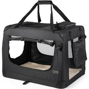 lionto opvouwbare draagtas voor honden, voor auto, maat XXL, 90 x 61 x 65 cm, zwart