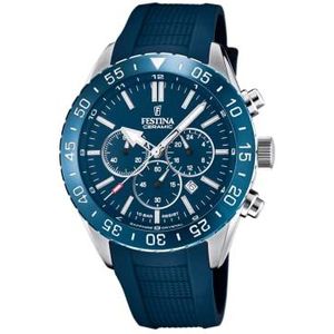 FESTINA Herenhorloge analoog kwarts met siliconen band F20515/1, blauw, klassiek, Blauw, Klassiek