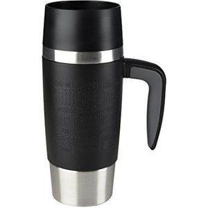 Emsa 514096 Travel Mug handgreep - thermobeker met handgreep, Quick Press druksluiting, 100% luchtdicht, siliconen, 360 ml, zwart