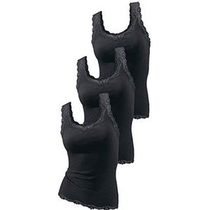 H.I.S Set van 3 tanktops voor dames, zwart, 42-44, zwart.