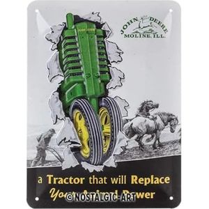 Nostalgic-Art John Deere Vintage bord - Tractor & Animal - cadeau-idee voor tractorfans, metaal, retro design voor decoratie, 15 x 20 cm 26267