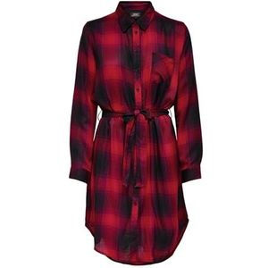 ONLY Onlriley Life Ls Check Dress Wvn Blousejurk voor dames, Mineraal rood.