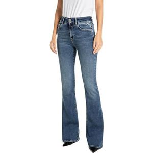 Replay Wlw689 Newluz Flare damesjeans, Medium Blue 009