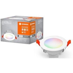 LEDVANCE LED-spot, geïntegreerd, Ø 8,6 cm, inbouwspot met een hoek van 100 graden, dimbaar, 4 W, kleurtemperatuur 2700 - 6500 K, RGB-licht, 420 lumen, plat design, wit
