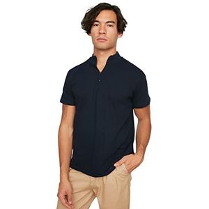 Trendyol T-shirt slim fit marineblauw met ritssluiting aan de zijkant voor heren, Navy Blauw