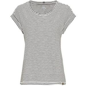 camel active T-shirt rayé à manches courtes en pur coton pour femme, gris, XS