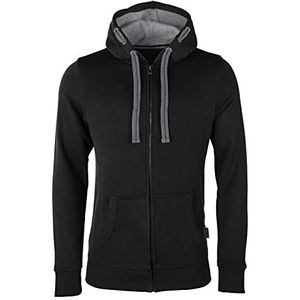 HRM Herenjas met capuchon, maat I premium herenjas met capuchon met contrasterende voering, basic hoodie met ritssluiting, hoogwaardige en duurzame kleding voor mannen, zwart, XL, zwart.