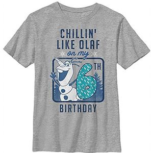 Disney T-shirt Frozen Chillin' Like Olaf On My 6th Birthday Boys Grey Heather Athletic XS, Athletic grijs gemêleerd