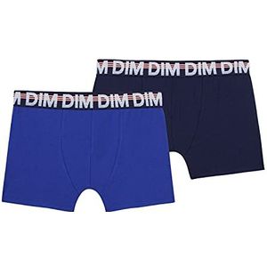 DIM Ecodim Boxershorts voor jongens, verpakking van 2 stuks, Outremeblauw/marineblauw