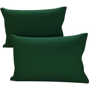 PETTI Artigiani Italiani - 1 paar kussenslopen, eenkleurig, smaragdgroen, 100% microvezel, hypoallergeen, 100% Made in Italy
