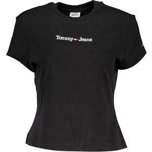 Tommy Hilfiger Tjw Baby Serif Dames Lineair T-Shirt Ss S/S, Zwart, XL, zwart.