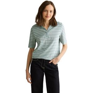 Cecil B322948 Poloshirt voor dames, piqué, gestreept, Cool Salvia Green, S
